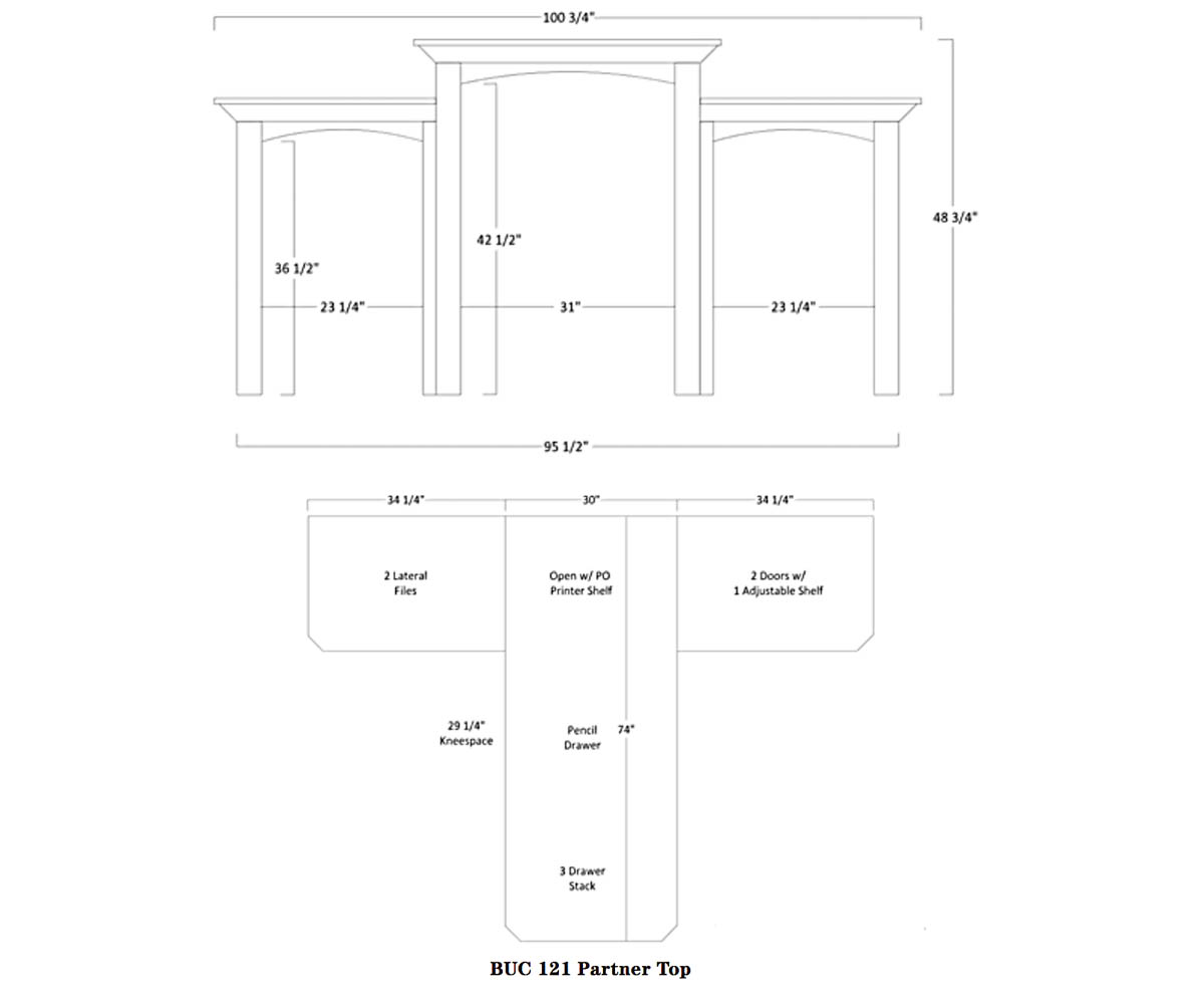 Buckingham Partner Desk and Three Piece Hutch - Image 2