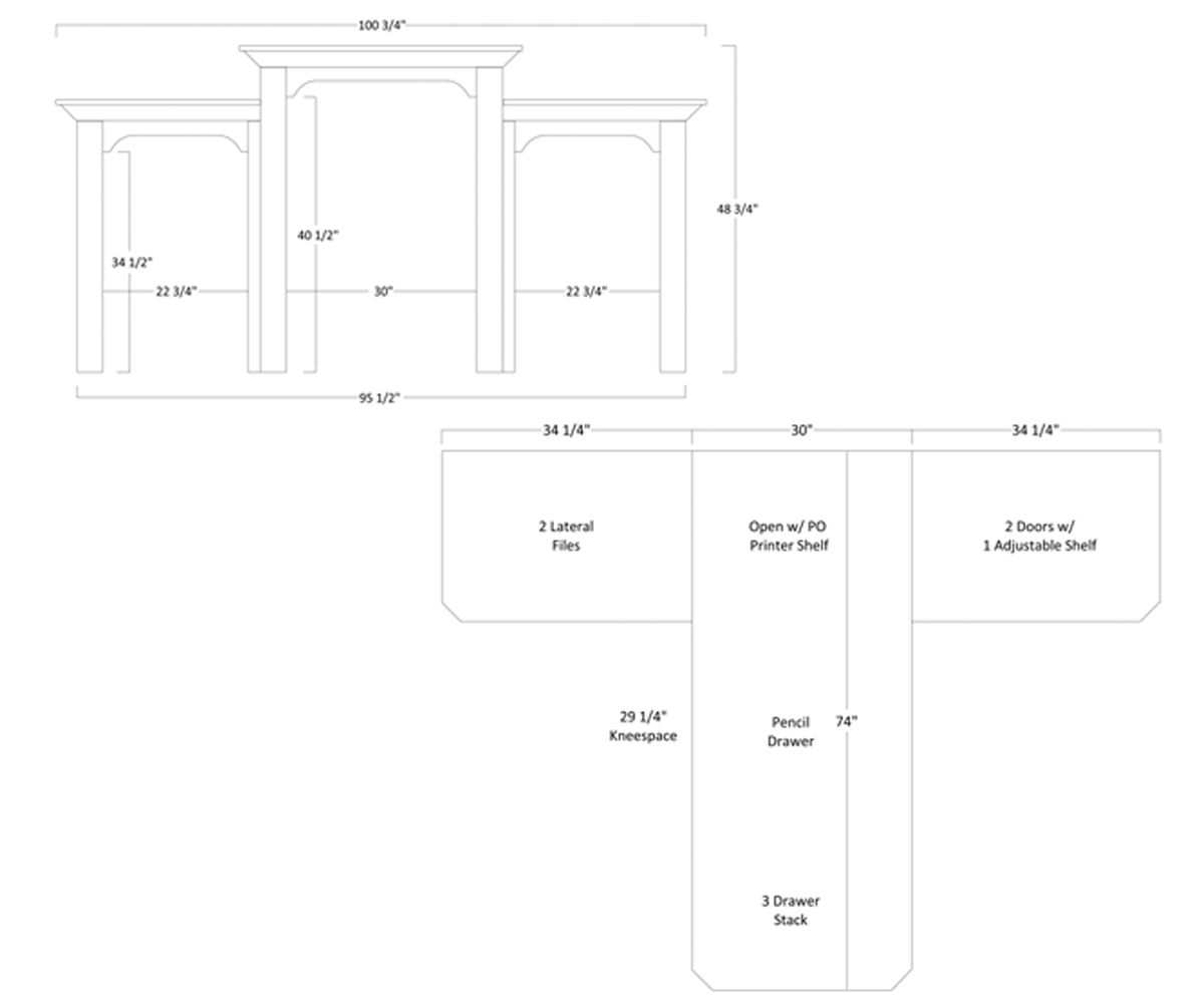Jefferson Partner Desk & Three Piece Hutch - Image 3