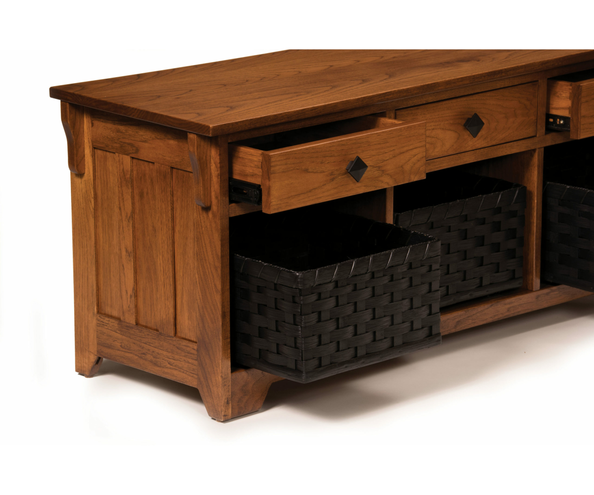 Lattice Weave Drawer Bench - Image 2