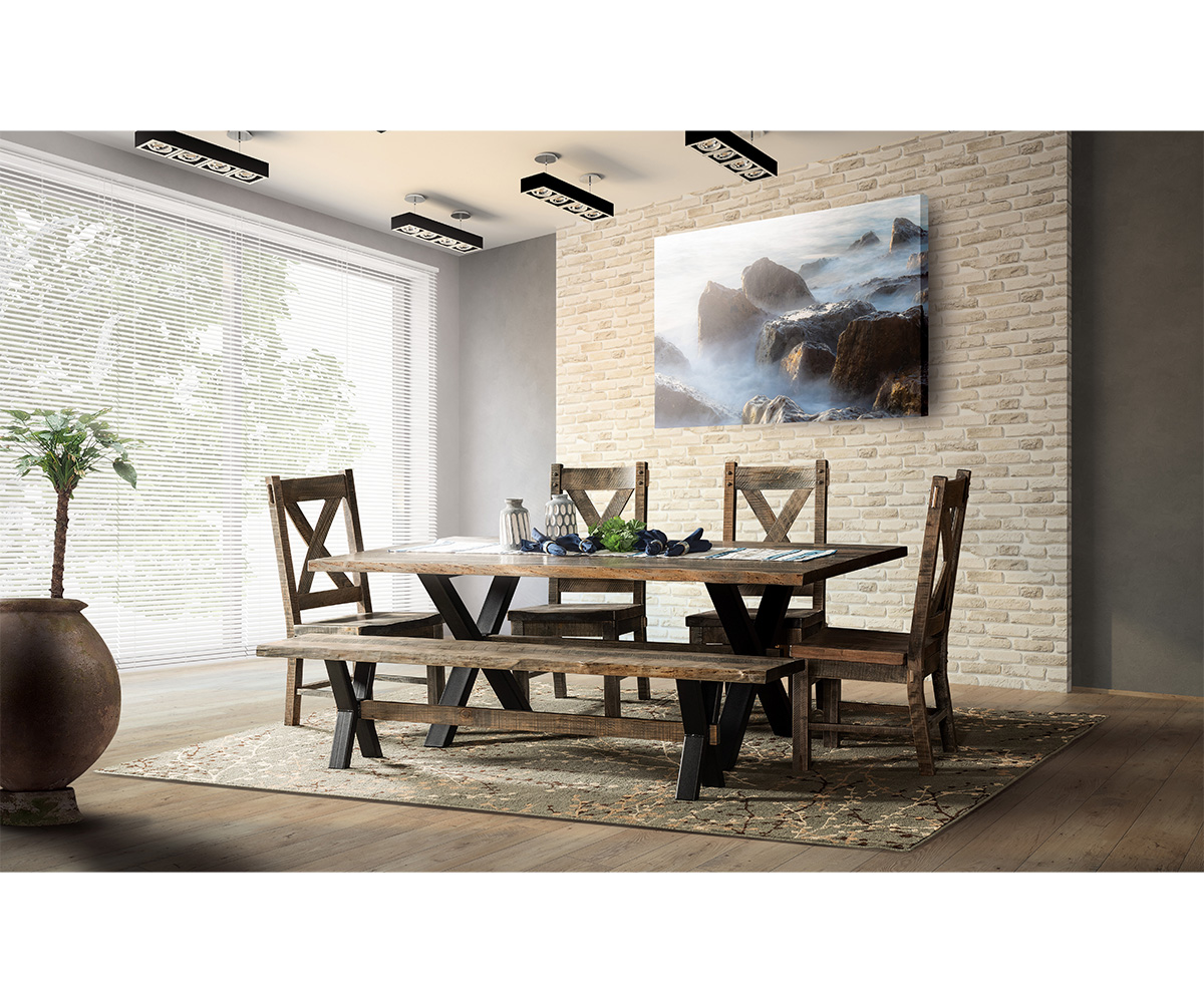 Live Edge Rough Sawn Bench With El Dorado Base - Image 2